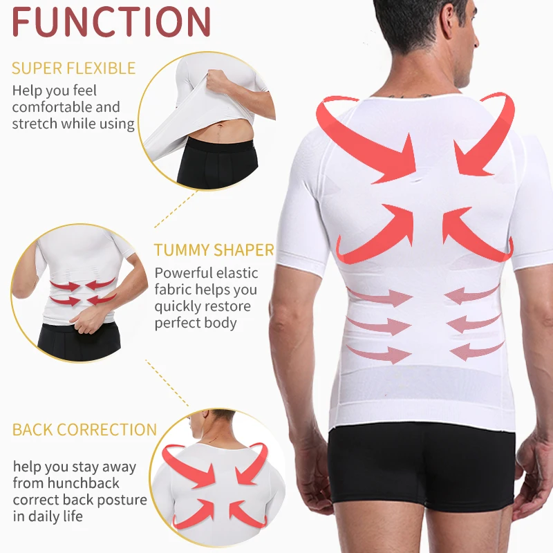 Mens Compression Shirt Slimming Body Shaper Vest Workout Tank Tops Abs Abdomen Undershirts