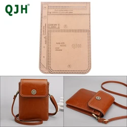 QJH Mini Mobile Phone Bag Shoulder Messenger Bag Cut-Free Kraft Paper Template Drawing Template DIY Handmade Leather Special Gif