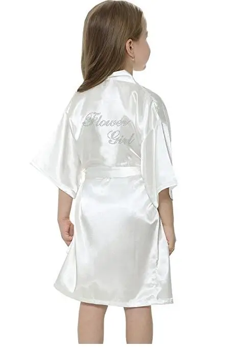 

Fashion Kid Flower Girl Wedding Party Mini Bride Bridal Satin Solid Bath Robe Yukata Rayon Silk Sexy Sleepwear Children Dressi