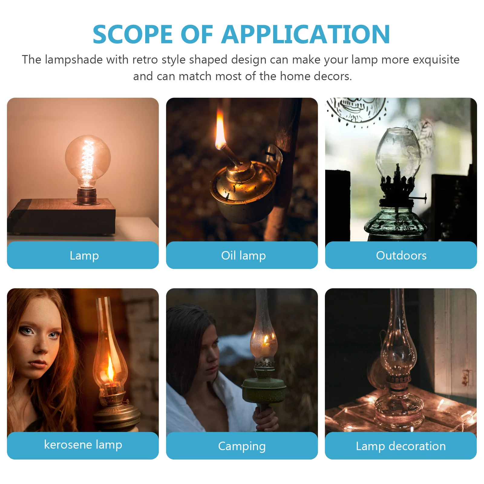 

Oil Lamp Chimney Glass Cover Retro Style Transparent Design Outdoor Camping Lamp Cover Accessory Retro Glass Lampshade