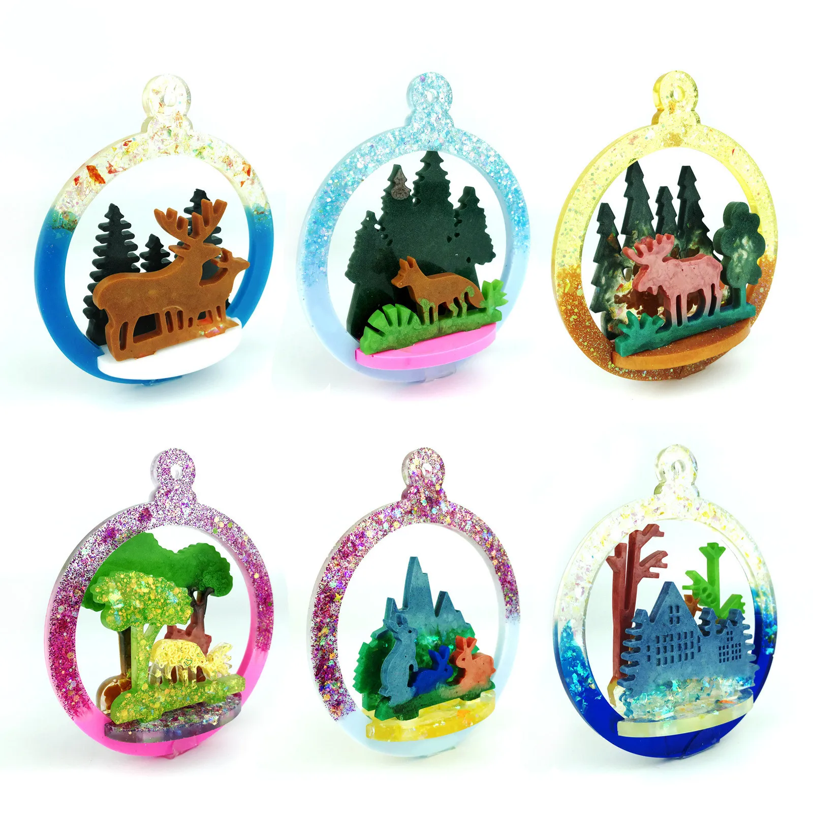 Creative DIY Crystal Elk Christmas Tree Hollow Out Assembly Of Epoxy Resin Silicone Mold For Household Accessories