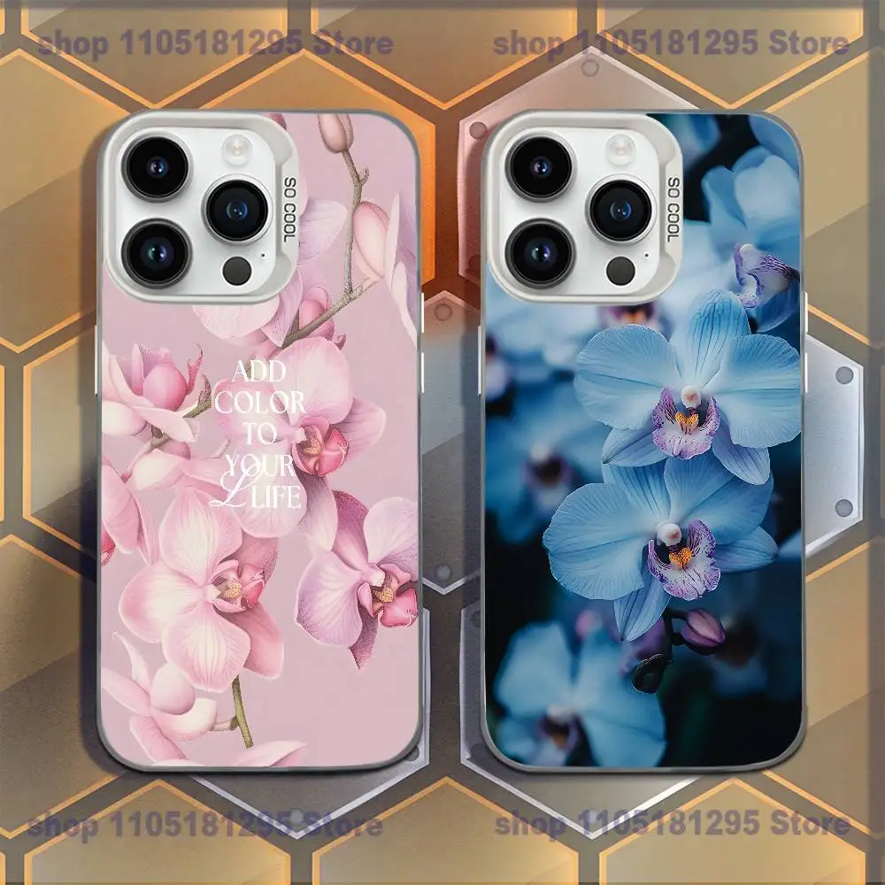 

Elegant Pink and Blue Orchid Phone Case For iPhone 17,16,15,14,13,12,11,Mini,Pro,E,MAX White Candy Matte Shockproof Cover