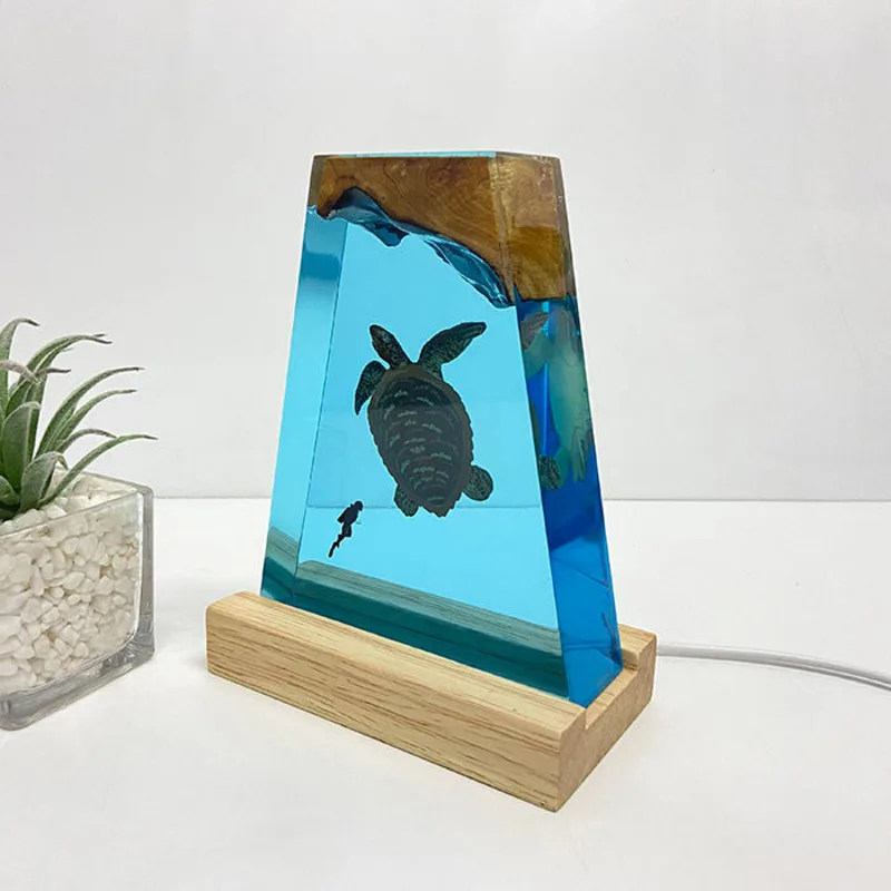 Pequeña decoración de resina hecha a mano, tortuga, océano, nicho, decoración del hogar de alta gama, producto terminado, luz nocturna, regalo para amigos y familiares