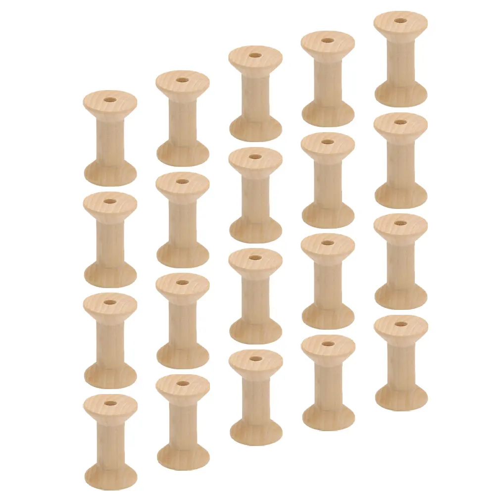 

100Pcs Unfinished Wooden Bobbins Vintage Spools Light Yellow 27x16mm DIY Thread Wire String Rolling Craft Supplies