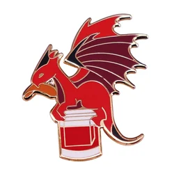 RED Dragon Negroni Hard Enamel Pin fantasy Creature & Cocktail Badge Gifts