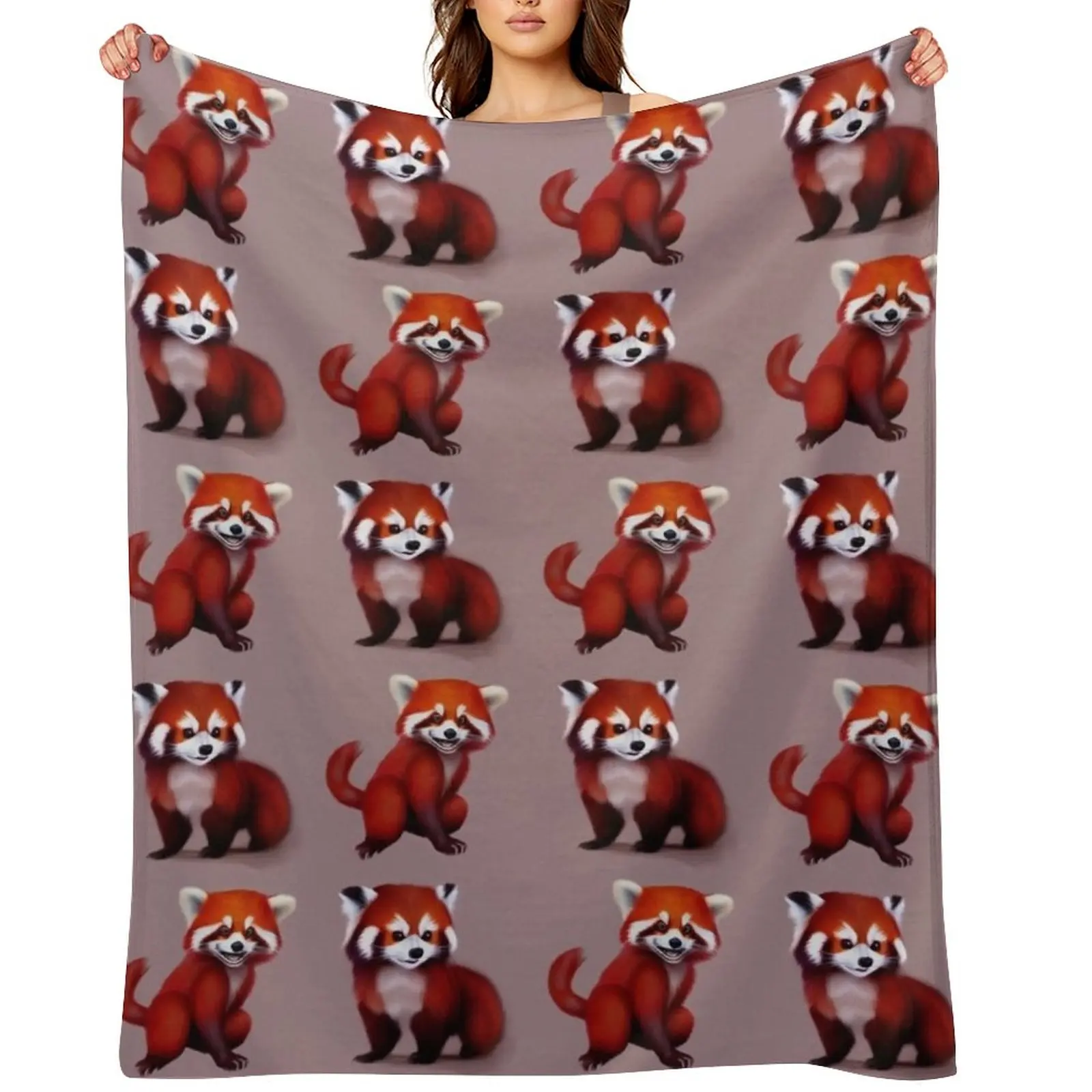 

Happy Red Panda Throw Blanket valentine gift ideas Softest for babies Hair Blankets