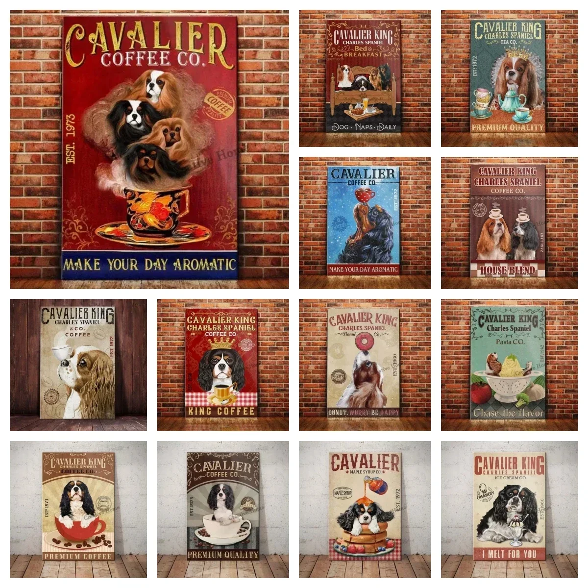 Vintage Cavalier King Charles Spaniel Metal Sign Retro Coffee Wall Decor for Home Bar Pub Cafe x Inch Tin Plaque