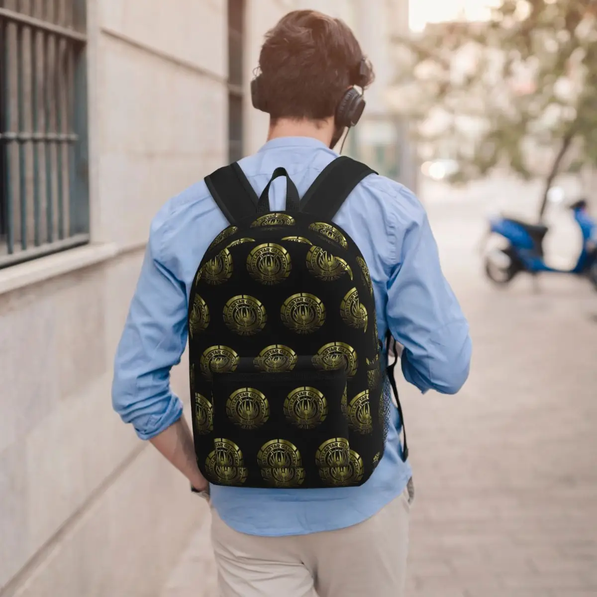 Battlestar Galactica Crest (Metal) Backpack Student BookBag Children School Bag Laptop Shoulder Bags for Men Women