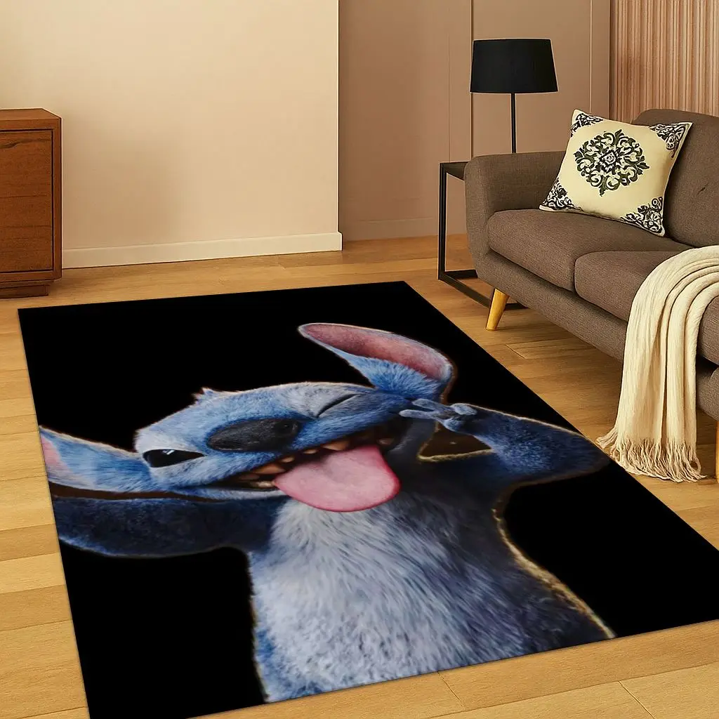 سجادة أطفال لطيفة على شكل رسوم كرتونية من Lilo & Stitch لغرفة اللعب وغرفة المعيشة وغرفة النوم، سجادة أرضية للعبة غير قابلة للانزلاق هدية