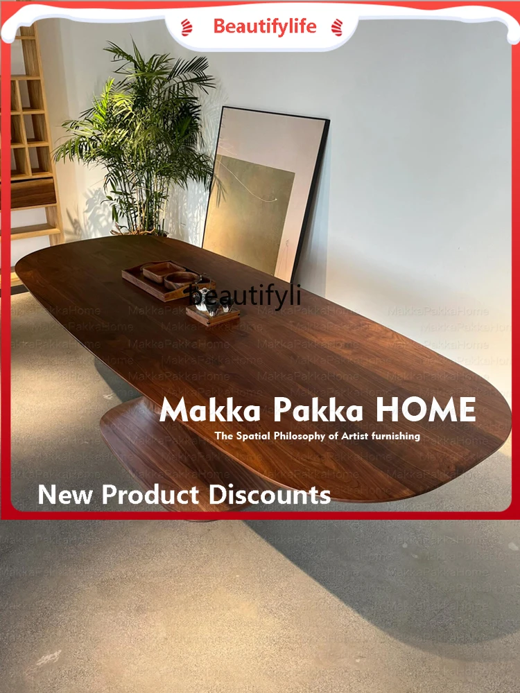 

K185 Medieval retro oval solid wood dining table creative villa high-end special-shaped desk