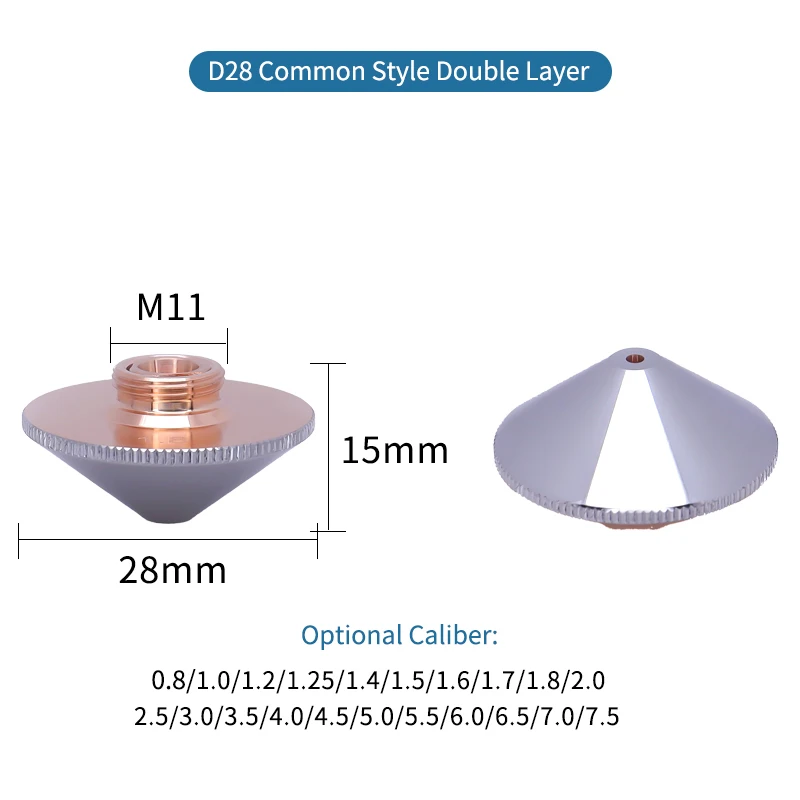 فوهة ليزر رايماش لرأس ليزر pecitec WSX طبقة واحدة صوفي فائق السرعة 1.4E مزدوج الكروم Dia28mm H15 M11 فوهة نحاسية