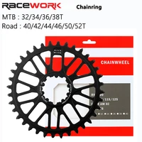 RACEWORK MTB bicicleta de carretera plato de bicicleta de montaña 32T 34T 36T 38T corona rueda de cadena ancha estrecha 40T 42T 44T 46T 50T 52T para GXP