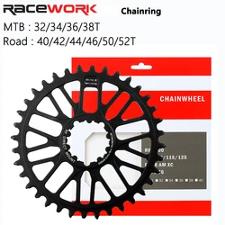 RACEWORK MTB Road Bike Chainring Mountain Bicycle 32T 34T 36T 38T Crown Narrow Wide Chainwheel 40T 42T 44T 46T 50T 52T For GXP