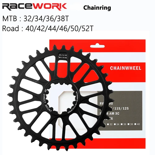 RACEWORK MTB bicicleta de carretera plato de bicicleta de montaña 32T 34T 36T 38T corona rueda de cadena ancha estrecha 40T 42T 44T 46T 50T 52T para GXP