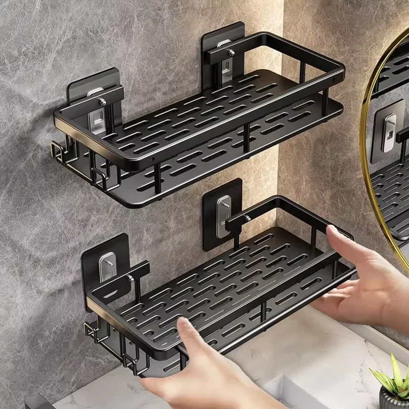 Wall mounted shower shampoo rack bathroom rack towel rack diamond free stand tripod wall hanging corner rectangular stand
