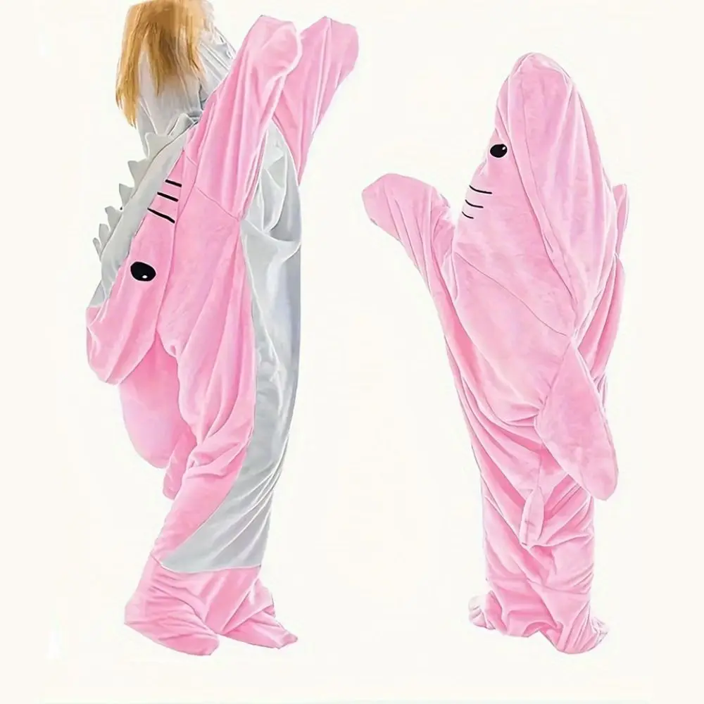 Сиамские пижамы с милой мультяшной акулой, толстовка, теплая пижама с изображением акулы, карнавальный костюм, ночная рубашка, зимнее боди, женская одежда для сна