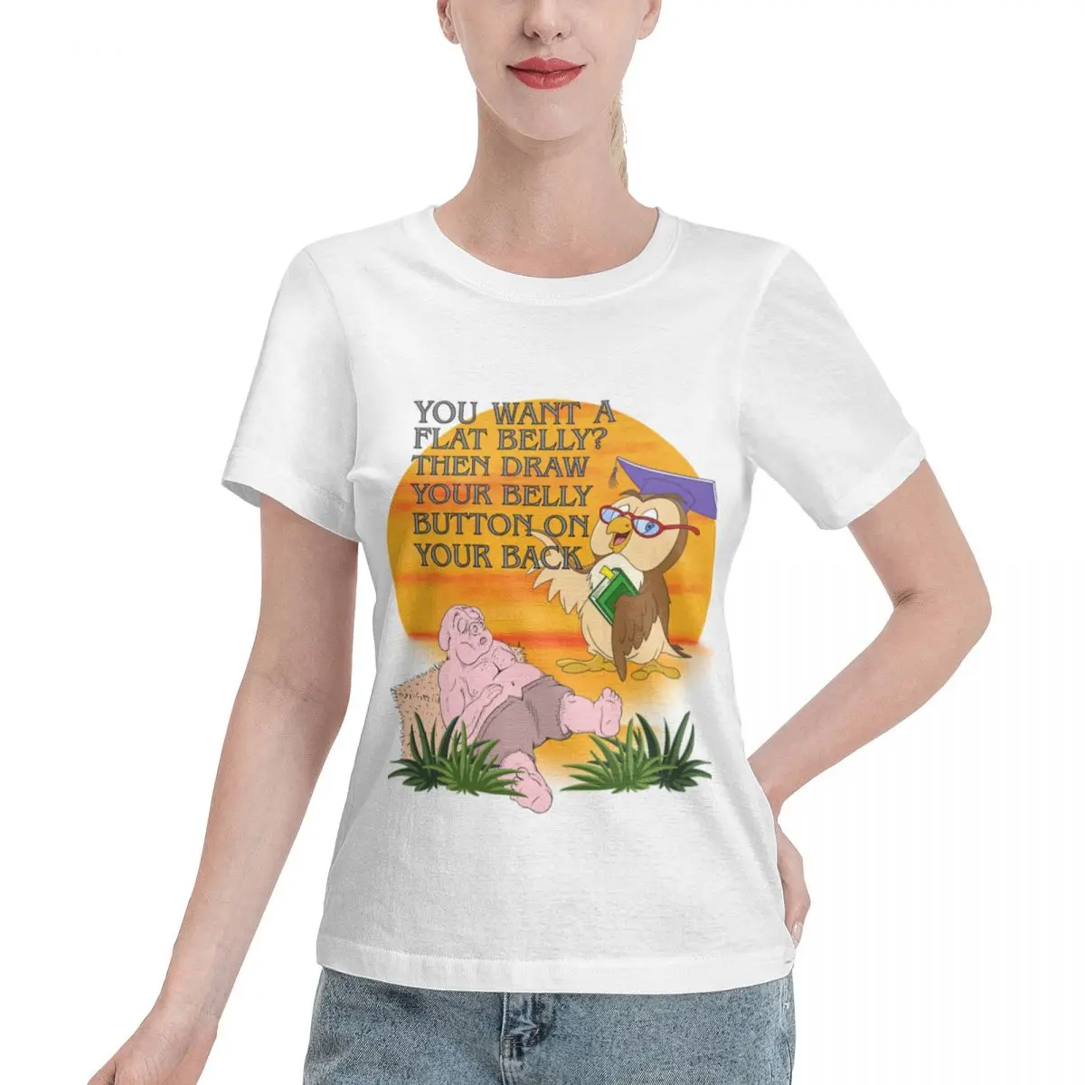 Clearance Motivational Owl Sharing Her Wisdom Women's T-shirt Korean Casual Loungewear Top