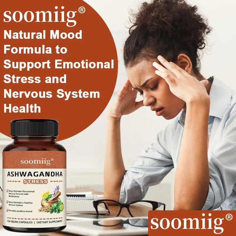 Organic Ashwagandha Root Extract Capsules - Herbal Supplement for Stress Relief, Energy Support, Mood Balance & Sleep Health