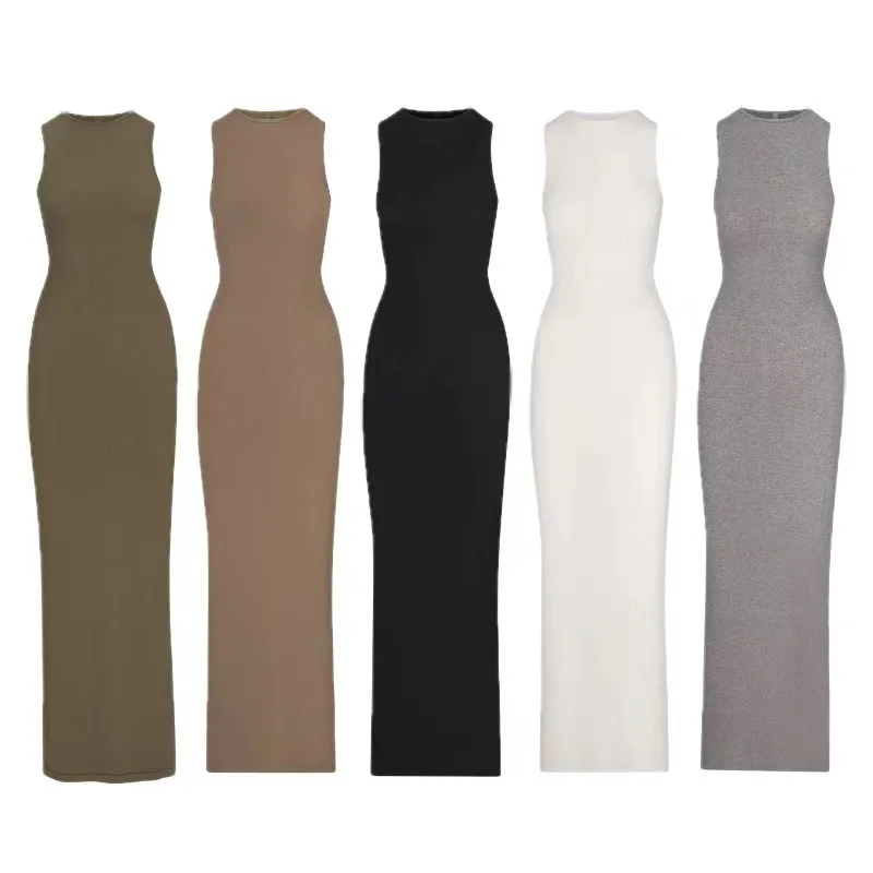 

KHY kylie the same Sleeveless Vest Dress French Skinny Package Hip Camisole Sub Long Dresses