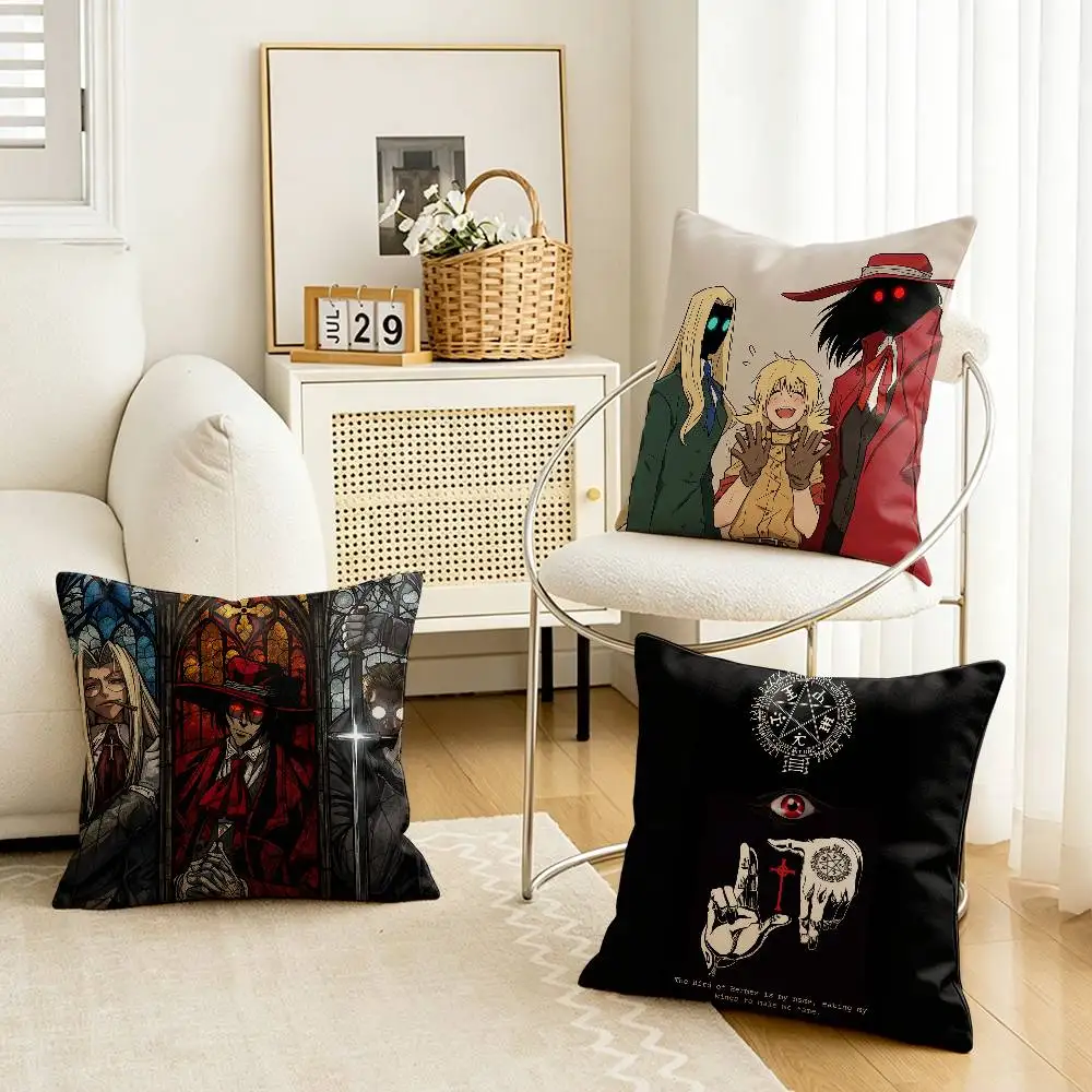 Anime H-Hellsing Customizable Square Pillow case Double Sided Print Sofa Bedroom Decor Cushion Cover