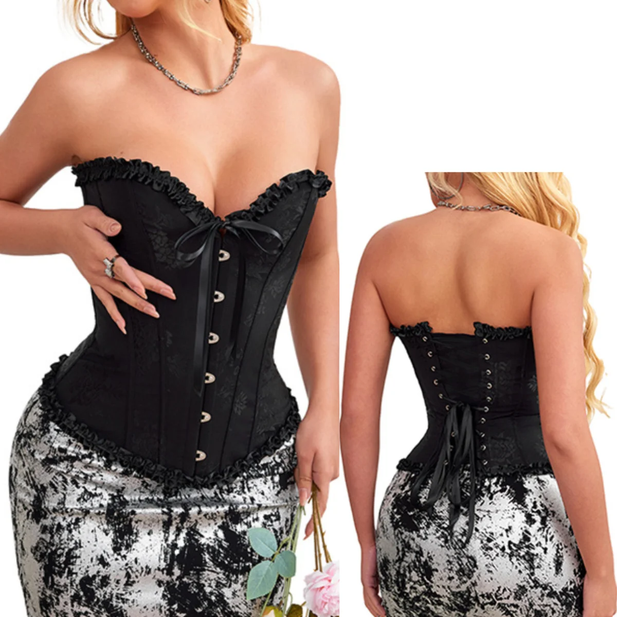 مشد عتيق للنساء برباط لتدريب الخصر مشدات فوق الصدر ملابس علوية ضيقة كورسيليه سترة المشكل تانك القمم ملابس داخلية #2