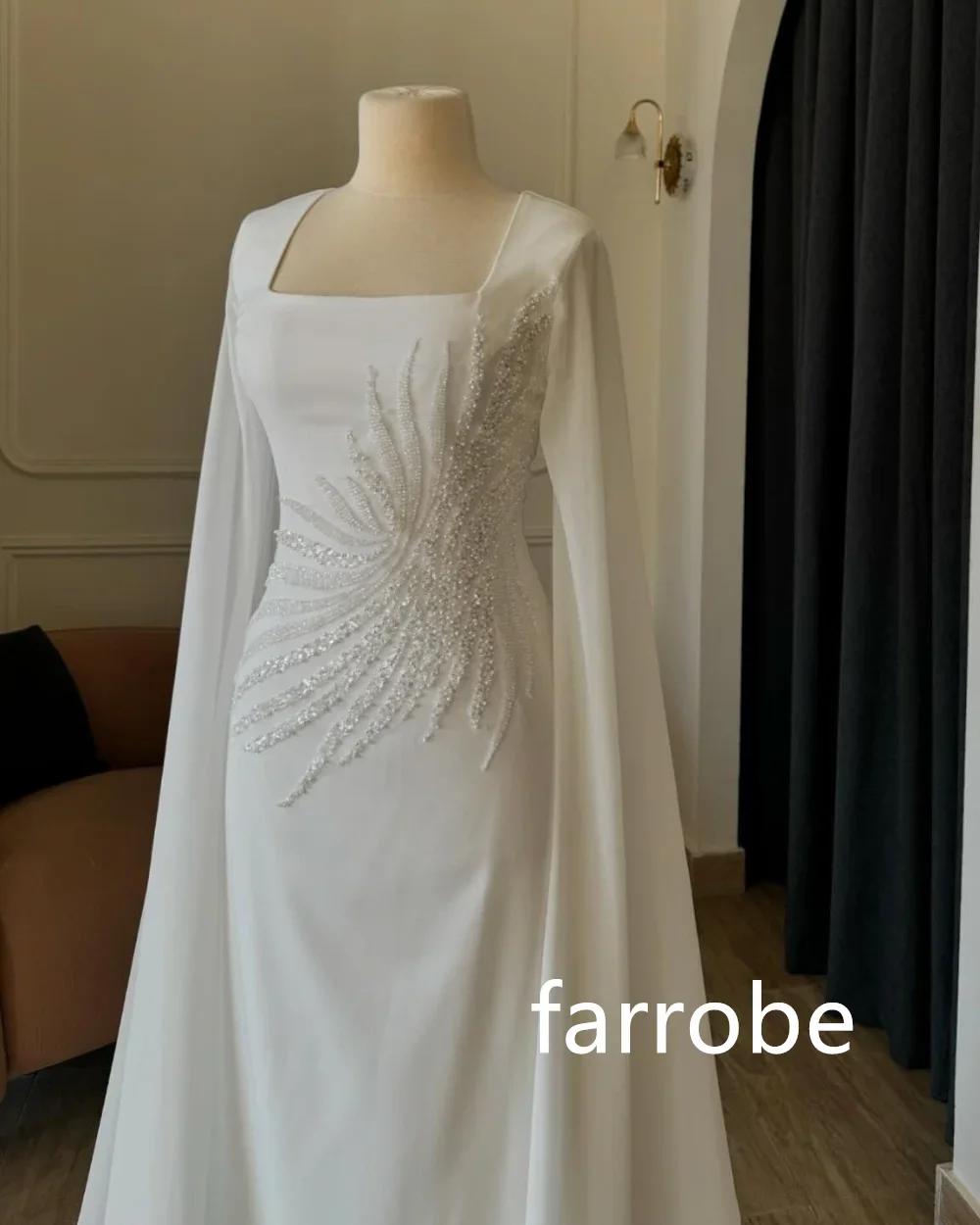 Customized Chinese Style Chiffon Pleat A-line Square Neck Midi Dresses Homecoming Dresses Classic Exquisite Modern Style Pastrol