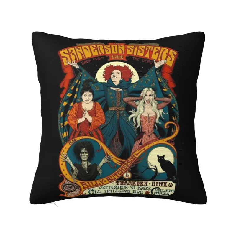 Custom Hocus Pocus Halloween Sanderson Sisters Throw Pillow Case Modern Cushion Cover Square Pillowcase