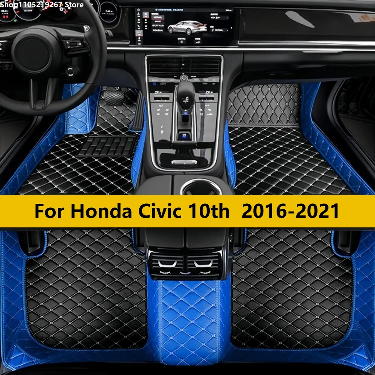 

Custom Car Floor Mats Fit For Honda Civic 10th 2016 2017 2018 2019 2020 2021 Car Leather Carpet Pads Full Set Foot Matts Rugs
