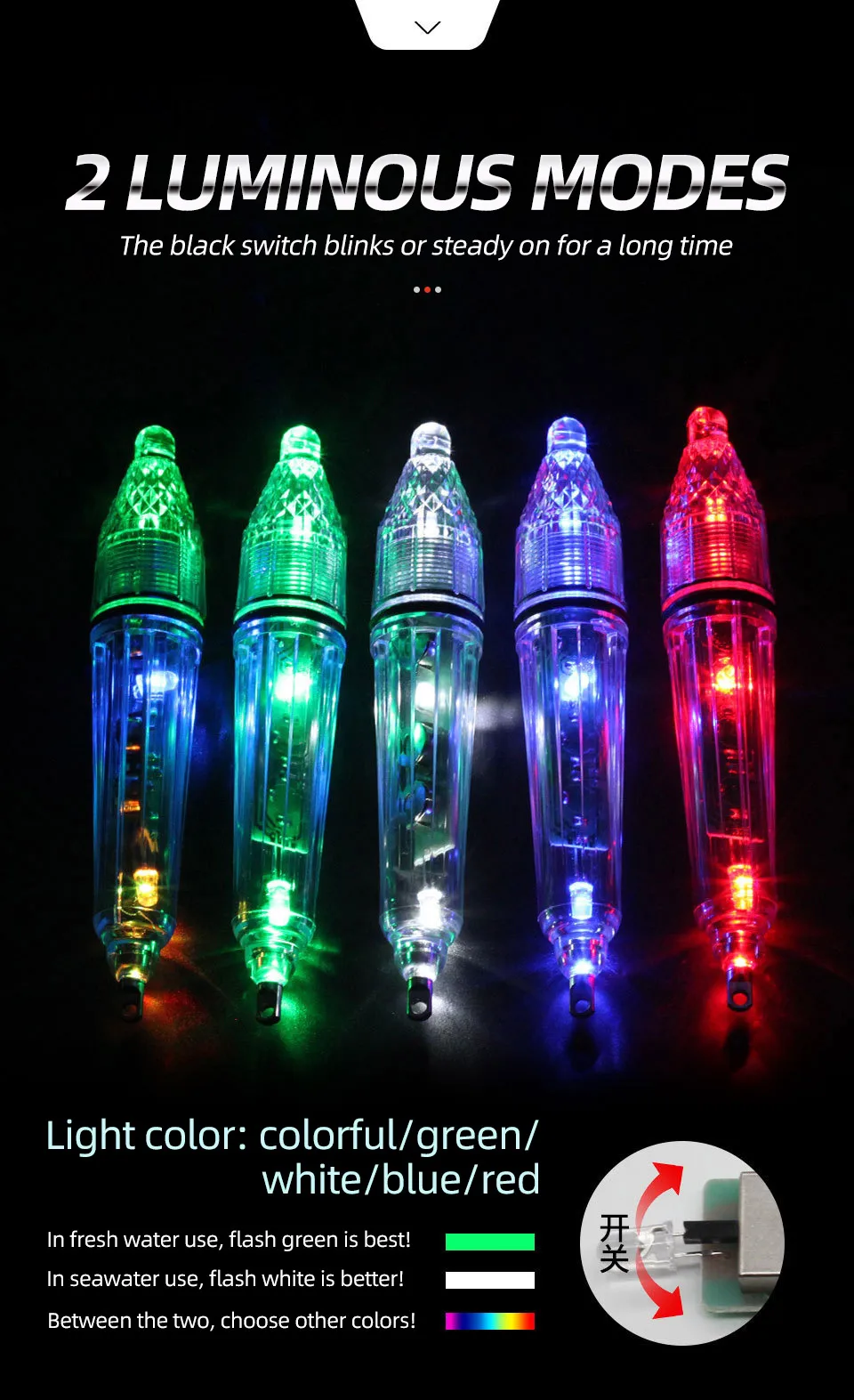 ShareShark 5 Stück/Beutel 12/17cm LED Tiefsee-Blitzlicht Nachtangellicht Tintenfisch-Köder Unterwasser-Angellampe – Detail 3