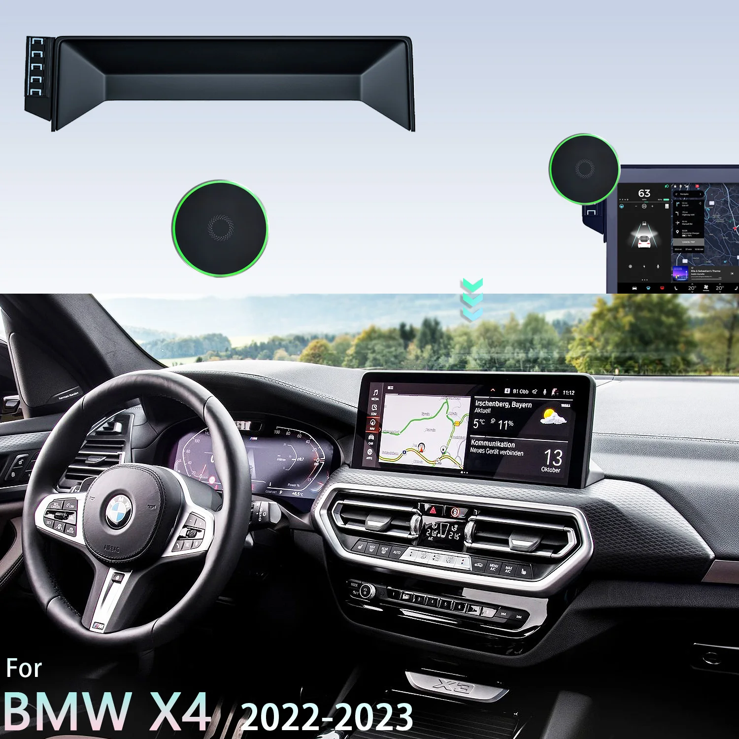 

Магнитный автомобильный держатель для телефона для BMW X4 G02 2022 2023, автомобильная магнитная Беспроводная зарядная подставка MagSafe