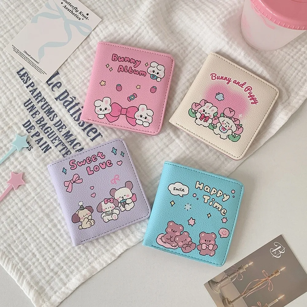 

Picture Korean Photocard Holder English Letter Bunny Bear Dog PU Cartoon Card Bag Wallet Korean Style Card Photo Storage Cover