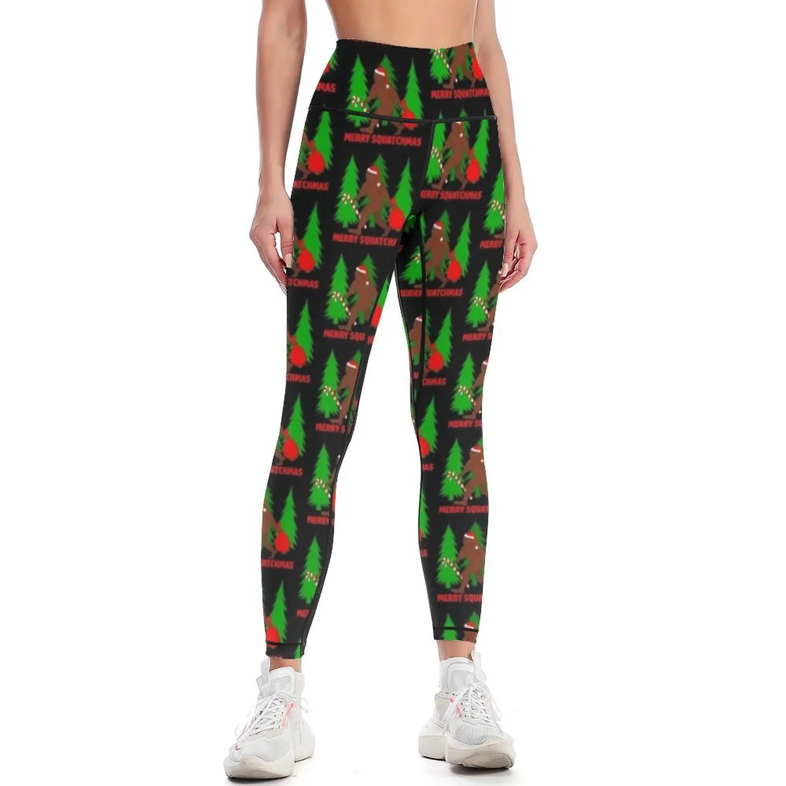 Merry Squatchmas Funny Christmas Bigfoot Santa Leggings Sports pants woman sporty woman gym Womens Leggings