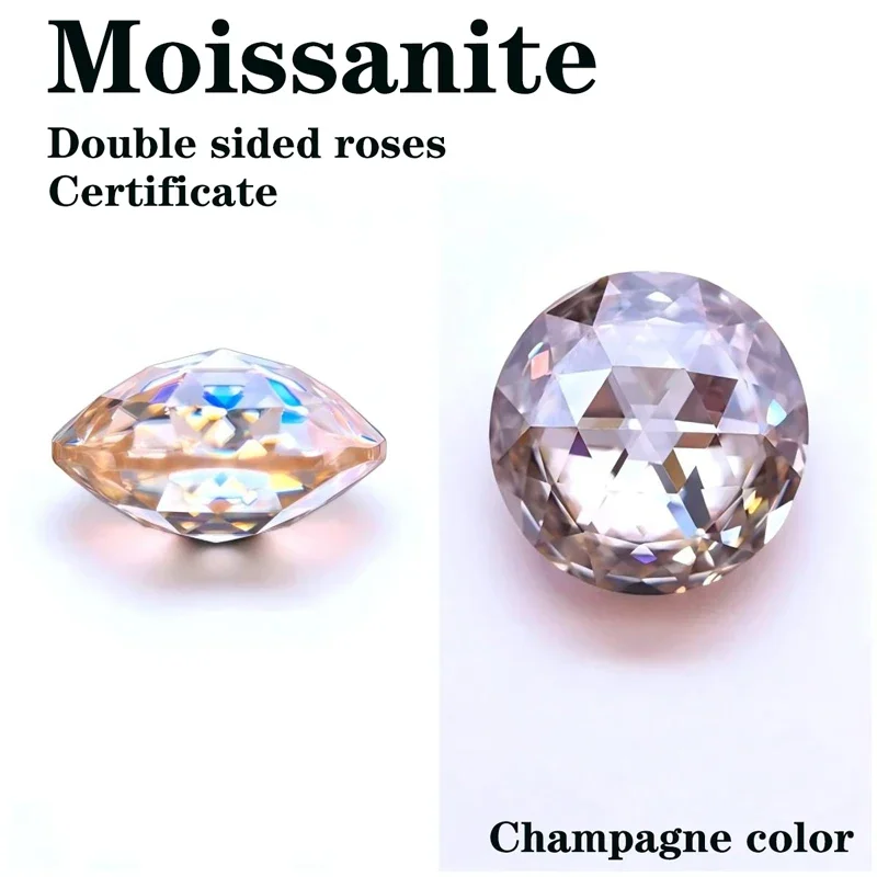 

Муассанит цвета шампанского круглой формы двусторонние розы подвески для DIY усовершенствованные ювелирные изделия кольца серьги сертификат изготовления