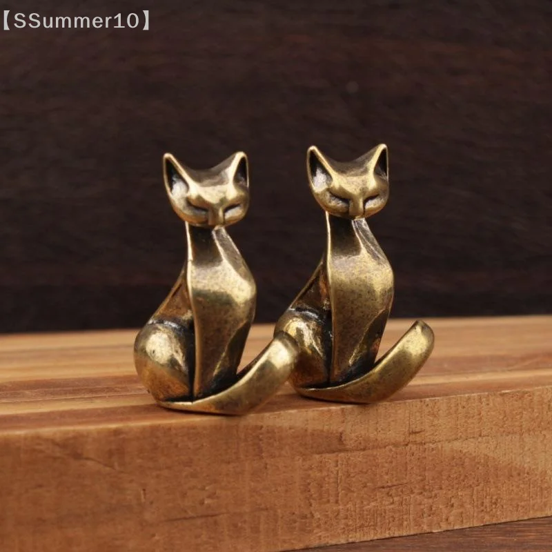 【SSummer10】Katzenfigur aus Messing, Vintage-Messingskulptur, Schreibtisch-Dekoration, kleines Ornament, Katzenstatue für Zuhause/Büro, Heimdekoration【SS】