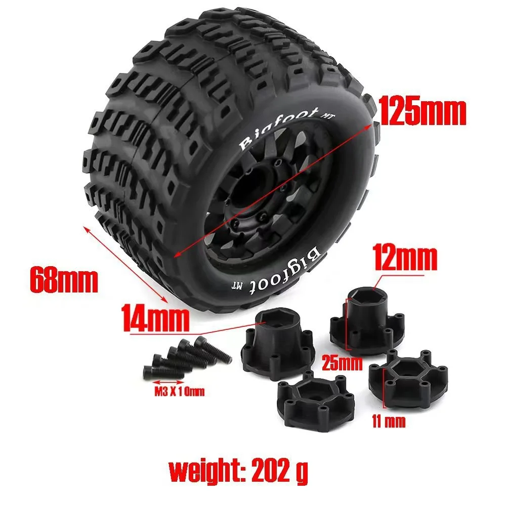 2PCS Bigfoot Tires Wheels 12mm 14mm Hub Hex for 1/10 RC Buggy Monster Truck Car HPI HSP Traxxas Racing Car Upgrade Accessories