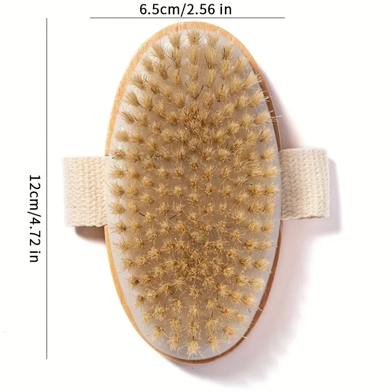 Popular Minimalist Style Body Bath Brush, Double Natural Bristles Exfoliating Back Scrubber, Gentle Deep Cleansing Shower Access