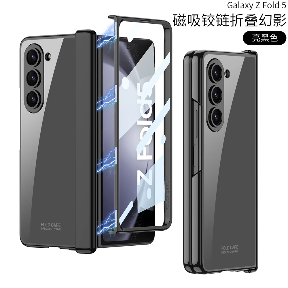 

For Samsung Galaxy Z Fold 6 Case Shell Film Integrated Electroplating Transparent Folding Hinge Full Protective Shockproof Cover