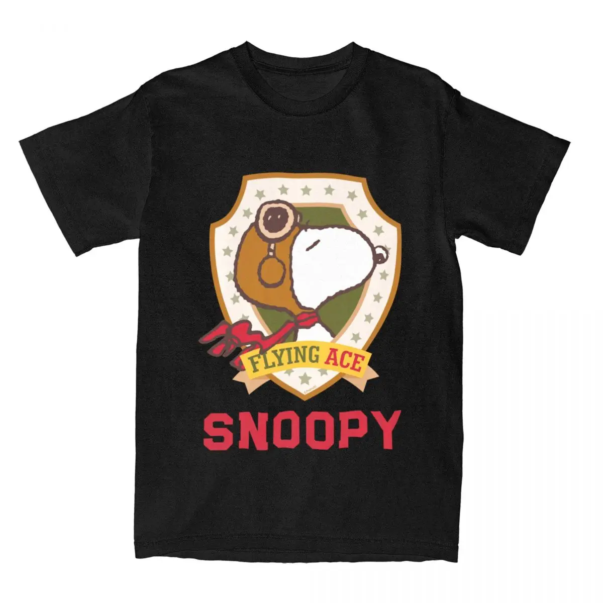 Novelty Funny Snoopy Flying Ace T-Shirts for Men Round Collar 100% Cotton T Shirts Short Sleeve Tees Classic Clothing