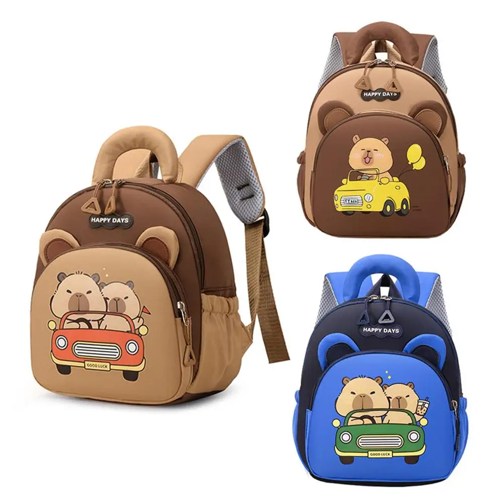 Cute Cartoon Capybara Backpack Multi-Pockets Large Capacity Children Student Backpack With Widen Straps Lightweight Backpack