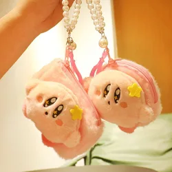 Cartoon Star Kirby Plush Purse Pendant Cute Game Character Plush Wallet Keychain Soft Stuffed Backpack Ornaments Kids Girl Gifts