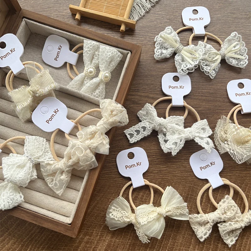 

New Cute Lace Bow Hair Band Children's Fashion Versatile Hair Rope Rubber Band Hair Band Ponytail Ring Lace