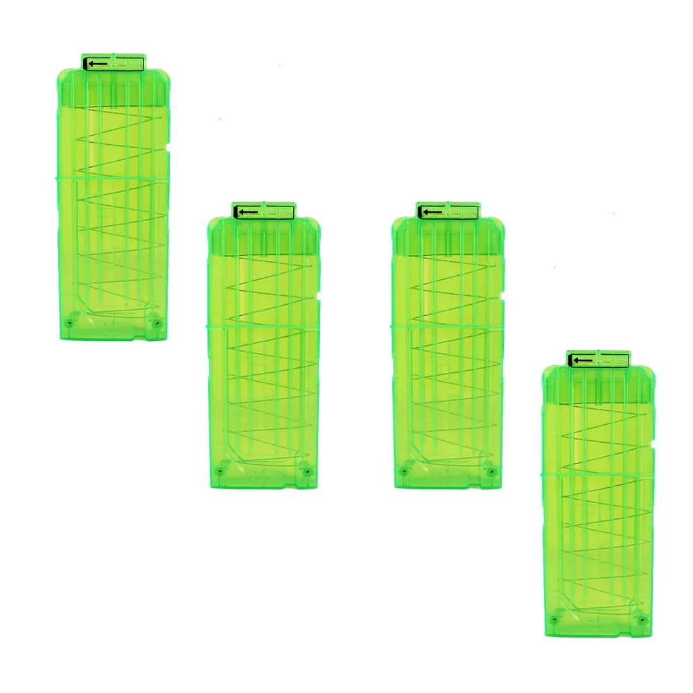 4pcs/set  Soft Bullet Clips For Nerf 12 BulletsTransparent Green Cartridge Dart for Nerf Bullet Clips