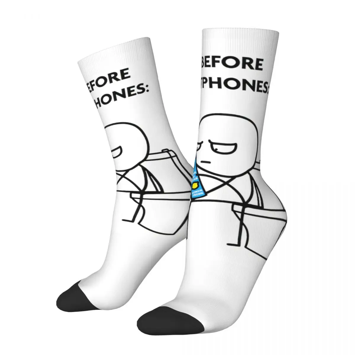 

Funny Funny Life Before Smartphones Sports Socks Polyester Long Socks for Women Men Sweat Absorbing