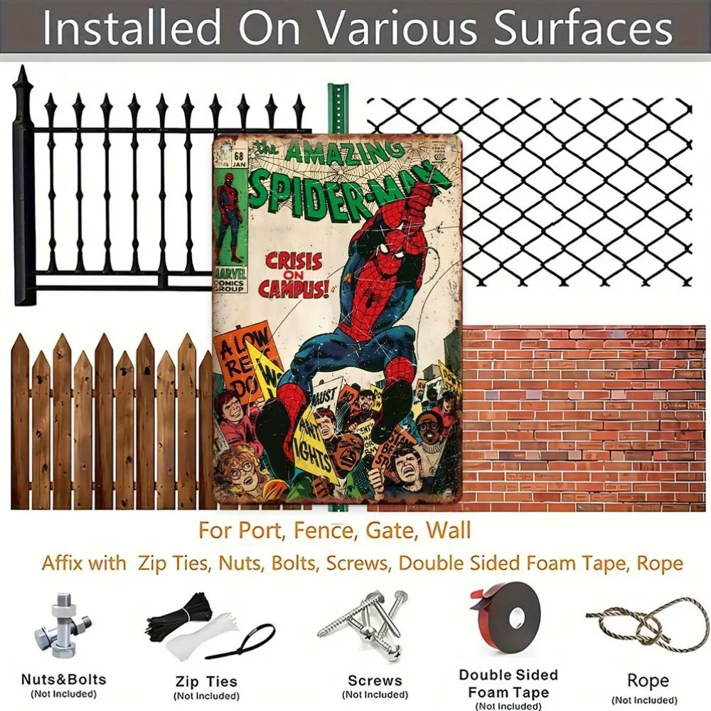 ديكور حائط معدني من Marvel Spider-Man - Vintage Amazing Spider-Man # 56 غطاء طبق الأصل - ملصق الكتاب الهزلي القديم - آيرو عالي التحمل #5