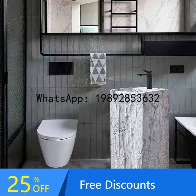 

XL Wash Basin Square Outdoor Balcony Bathroom Integrated Wash Basin Courtyard Pedestal Basin