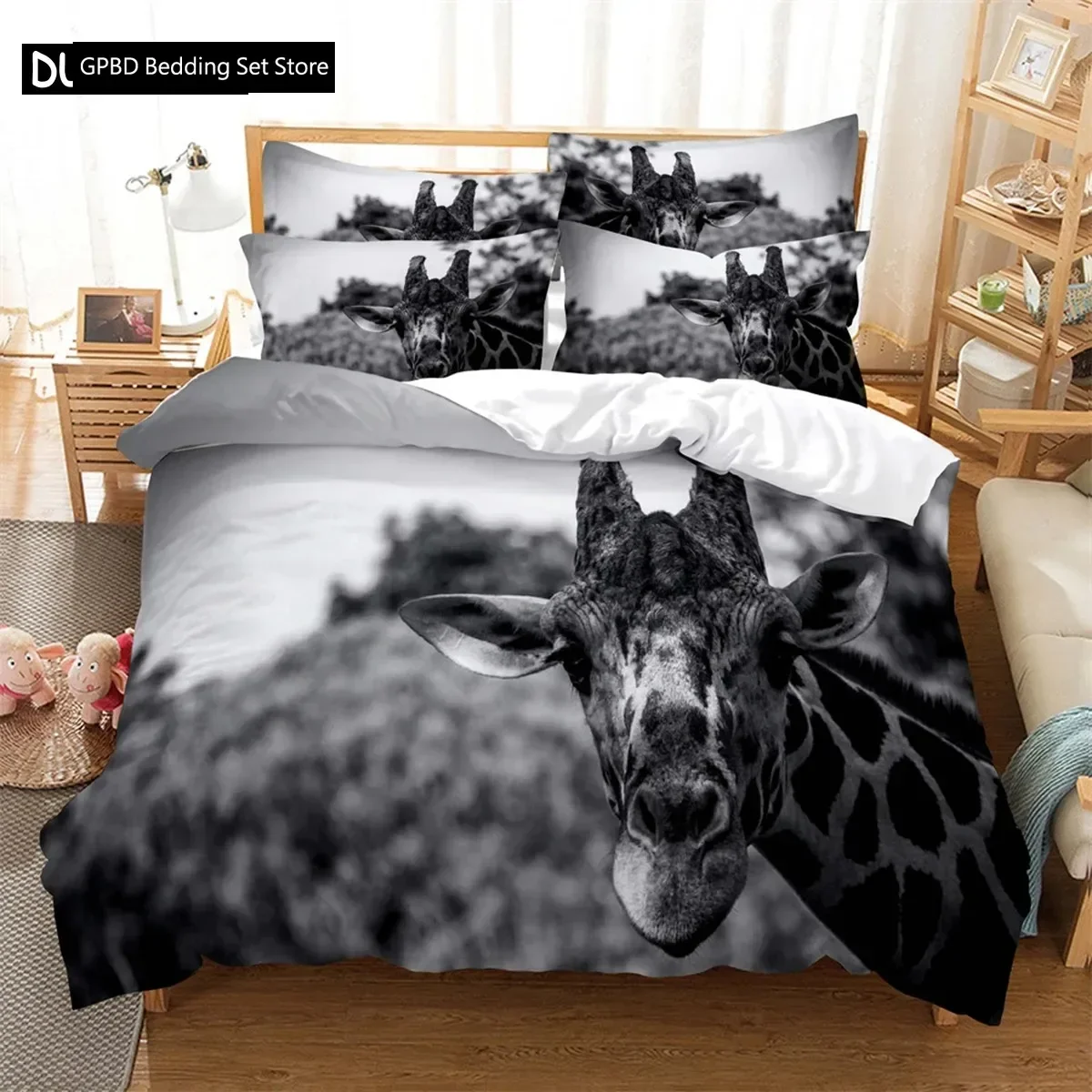 

Giraffe Comfortable Duvet Quilt Cover Pillowcase Bedding Set Children Bedroom Decoration Home Textile