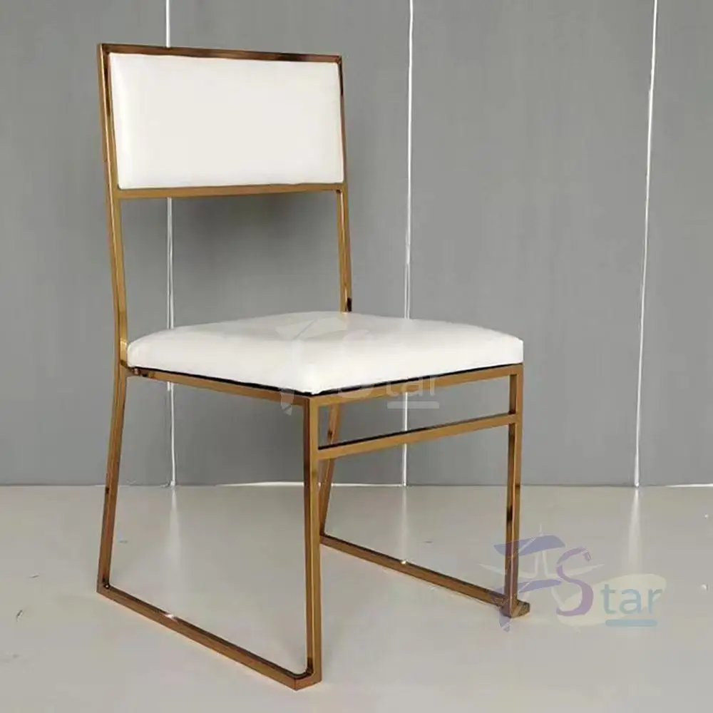 Wholesale Events Chairs Golden Wedding Stainless Steel Dining Chair Hotel Used Banquet Furniture