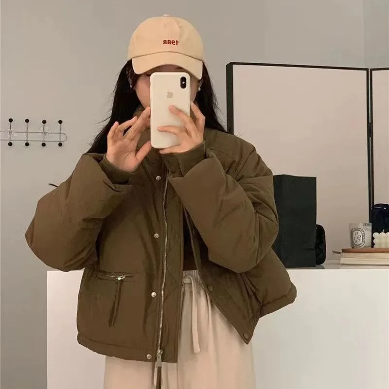 Stand-collar Down Cotton For Women's Winter New Loose Long-sleeved