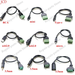 USB 2.0 Female B Micro usb mini usb Type-C Male to 5 Pin Female Bolt Screw Connector with Shield Terminal Plug Adapter Cable 1ft