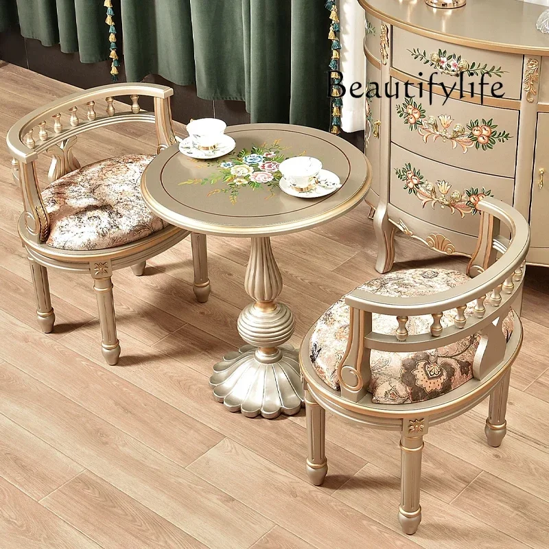 

Single sofa chair solid wood leisure balcony negotiation table and chair living room dresser small stool